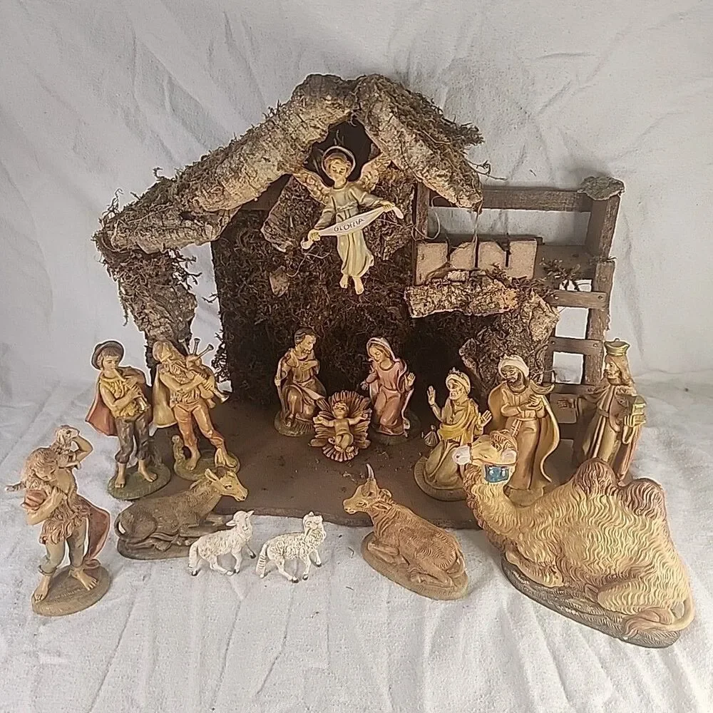Nativity Set With Stable Creche 16 Figures Made In Italy Vintage Presepio